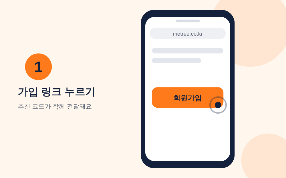 미트리 가입 링크를 눌러 추천 코드가 함께 전달되는 안내 그림
